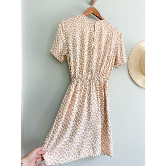 & Other Stories | Tan and White Knot Detail Faux Wrap Mini Dress | Sz 4 - Picture 10 of 12